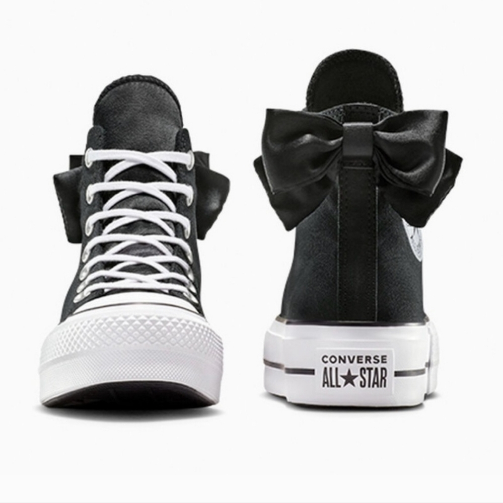 Women's Black High Top Sneakers with Bow